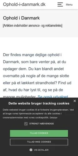 Anteprima del sito Ophold i Danmark, media di Danimarca per articoli sponsorizzati