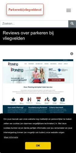 Pré-visualização do site Parkeren Bij Vliegvelden, meio de Países Baixos para artigos patrocinados