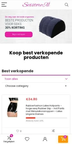 Anteprima del sito Sexstore XL, media di Paesi Bassi per articoli sponsorizzati