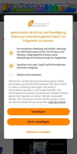 Anteprima del sito Spielesnacks, media di Germania per articoli sponsorizzati