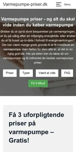 스폰서 기사용 덴마크 매체 Varmepumpe Priser 사이트 미리보기