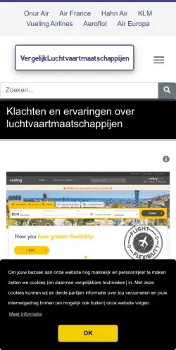 스폰서 기사용 네덜란드 매체 VergelijkLuchtvaartmaatschappijen 사이트 미리보기
