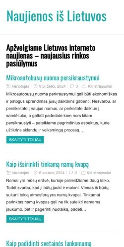 Aperçu du site Naujienos Iš Lietuvos, média de Lituanie pour articles sponsorisés