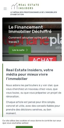 Anteprima del sito Real Estate Insiders, media di Francia per articoli sponsorizzati