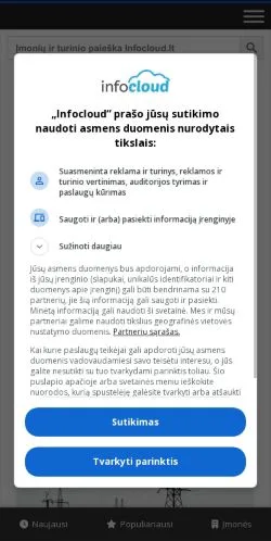 Anteprima del sito Infocloud, media di Lituania per articoli sponsorizzati