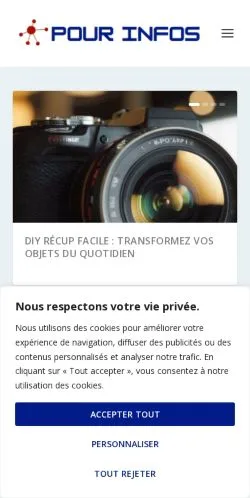 Pré-visualização do site Pour Infos -, meio de França para artigos patrocinados