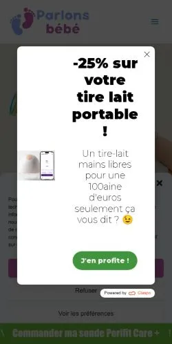 Anteprima del sito Parlons Bébé, media di Francia per articoli sponsorizzati