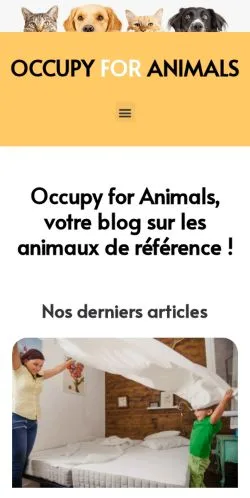 Anteprima del sito Occupy For Animals, media di Francia per articoli sponsorizzati