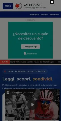Preview of the LaTestata website, a media outlet in Italy for sponsored articles