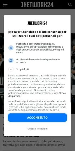 Forhåndsvisning av nettstedet Jnetwork24, medium fra Italia for sponsede artikler
