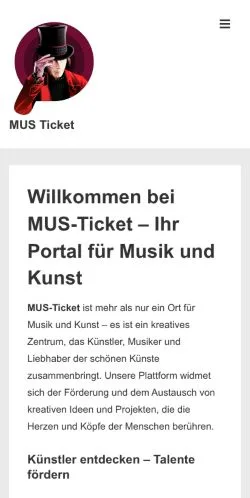 Anteprima del sito MUS Ticket, media di Germania per articoli sponsorizzati