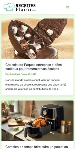 스폰서 기사용 프랑스 매체 Recettes Plaisir - 사이트 미리보기
