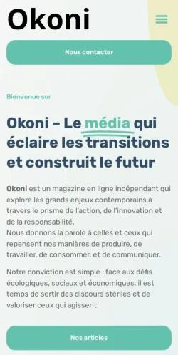 스폰서 기사용 프랑스 매체 Okoni 사이트 미리보기
