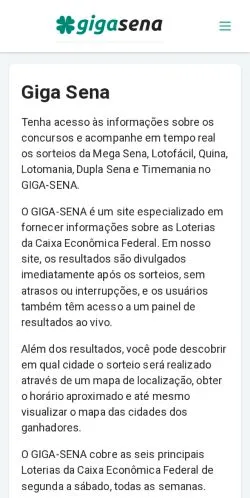 스폰서 기사용 브라질 매체 GIGA SENA 사이트 미리보기