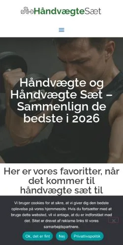 Anteprima del sito Bedste Håndvægte, media di Danimarca per articoli sponsorizzati