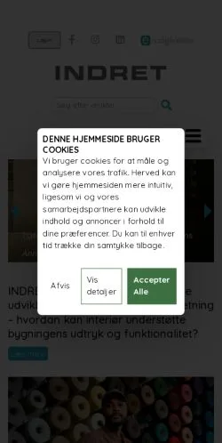 Forhåndsvisning av nettstedet Indret, medium fra Danmark for sponsede artikler