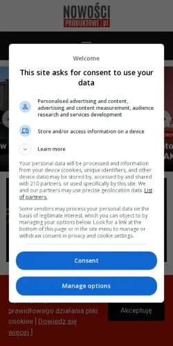 Anteprima del sito Nowości Produktowe, media di Polonia per articoli sponsorizzati