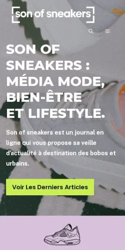 Pré-visualização do site Son of Sneakers, meio de França para artigos patrocinados
