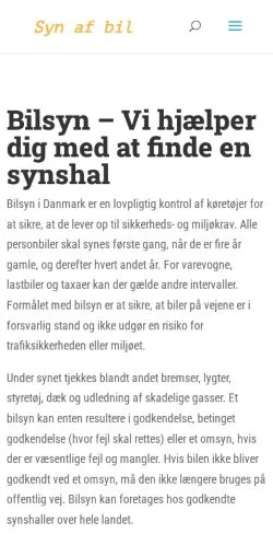 Preview of the Bilsyn Pris website, a media outlet in Denmark for sponsored articles
