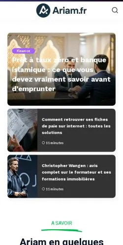 Aperçu du site Ariam Assurance Finance, média de France pour articles sponsorisés