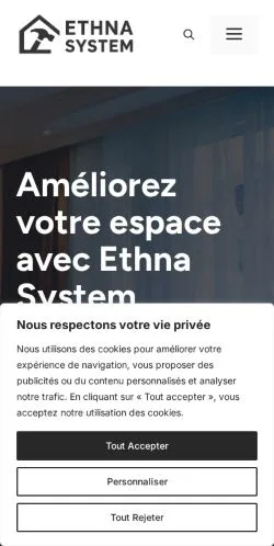 Vista previa del sitio Ethna System, medio de Francia para artículos patrocinados