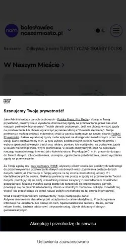 Pré-visualização do site Bolesławiec Nasze Miasto, meio de Polônia para artigos patrocinados