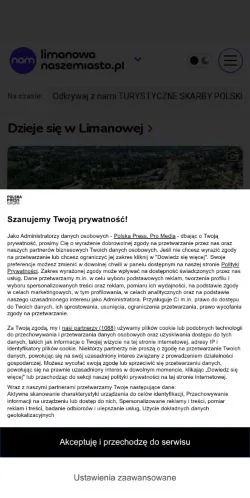 Anteprima del sito Limanowa Nasze Miasto, media di Polonia per articoli sponsorizzati