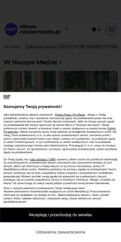 Pré-visualização do site Oława Nasze Miasto, meio de Polônia para artigos patrocinados