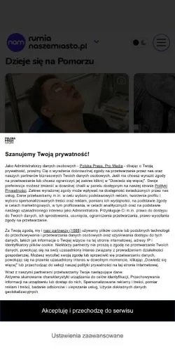 Podgląd witryny Rumia Nasze Miasto, medium z kraju Polska do artykułów sponsorowanych