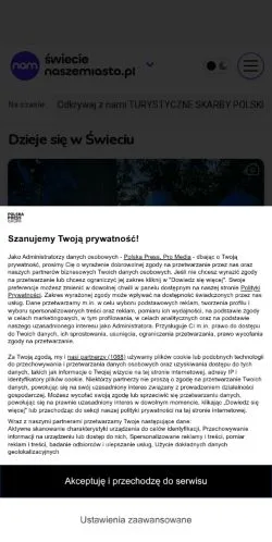 Sponsorlu makaleler için Polonya medyası Świecie Nasze Miasto sitesinin önizlemesi