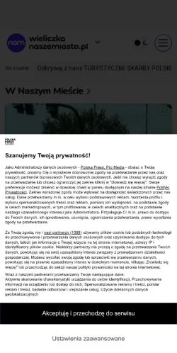 Podgląd witryny Wieliczka Nasze Miasto, medium z kraju Polska do artykułów sponsorowanych