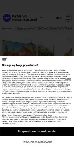 Anteprima del sito Września Nasze Miasto, media di Polonia per articoli sponsorizzati