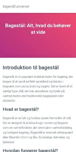 Podgląd witryny Bagestål universet, medium z kraju Dania do artykułów sponsorowanych
