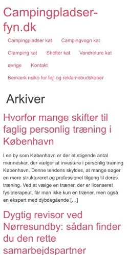 Podgląd witryny Campingpladser-fyn.dk, medium z kraju Dania do artykułów sponsorowanych