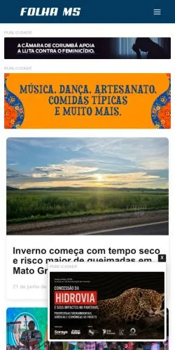 Pré-visualização do site Folhams, meio de Brasil para artigos patrocinados