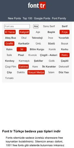 Vista previa del sitio Font Tr, medio de Turquía para artículos patrocinados