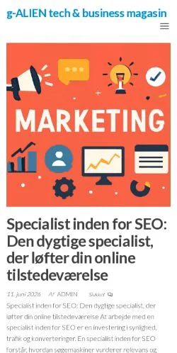 Sponsorlu makaleler için Danimarka medyası g-ALIEN tech & business magasin sitesinin önizlemesi