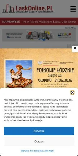 Podgląd witryny ŁaskOnline, medium z kraju Polska do artykułów sponsorowanych