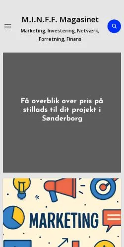 Förhandsvisning av webbplatsen M.I.N.F.F. Magasinet, medium i Danmark för sponsrade artiklar