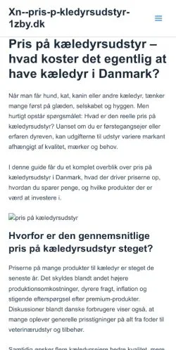 Anteprima del sito Pris på Kæledyrsudstyr, media di Danimarca per articoli sponsorizzati