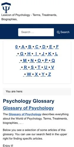 Anteprima del sito Psychology Lexicon, media di Stati Uniti per articoli sponsorizzati