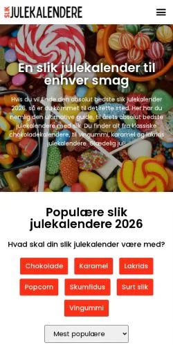 Anteprima del sito Slik Julekalender, media di Danimarca per articoli sponsorizzati