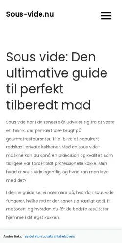 Anteprima del sito Sous-vide.nu, media di Danimarca per articoli sponsorizzati
