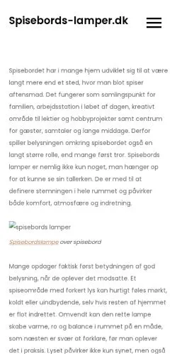 Anteprima del sito Spisebords-lamper.dk, media di Danimarca per articoli sponsorizzati