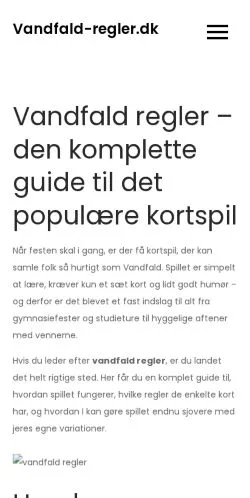 Anteprima del sito Vandfald-regler.dk, media di Danimarca per articoli sponsorizzati