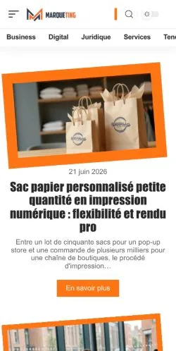 Anteprima del sito Marqueting, media di Francia per articoli sponsorizzati