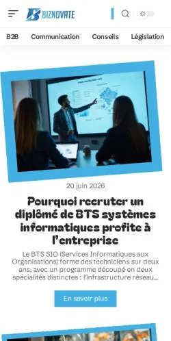 스폰서 기사용 프랑스 매체 Biznovate 사이트 미리보기