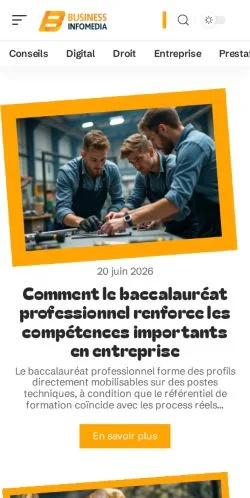 Anteprima del sito Business InfoMedia, media di Francia per articoli sponsorizzati