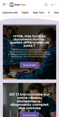 Anteprima del sito Geek Flare, media di Francia per articoli sponsorizzati