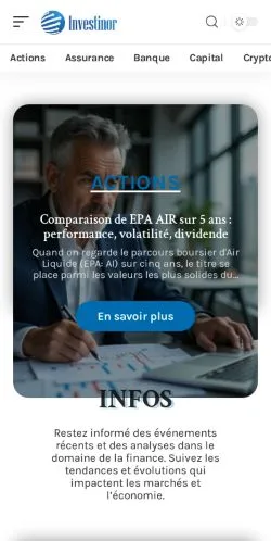 Anteprima del sito Investinor, media di Francia per articoli sponsorizzati
